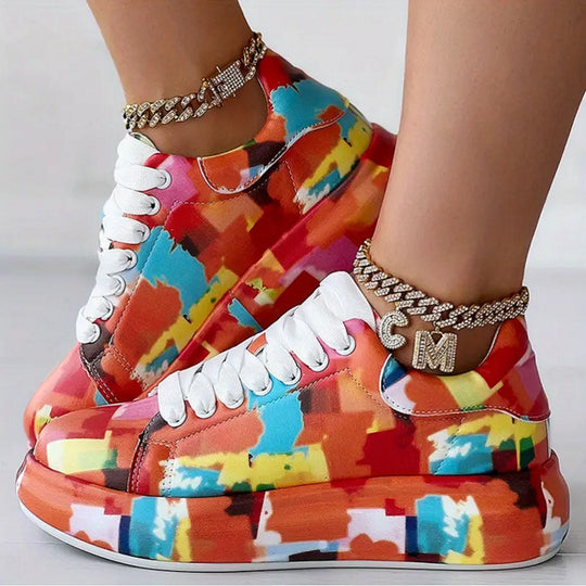 VIDA Bunte Plateau-Turnschuhe