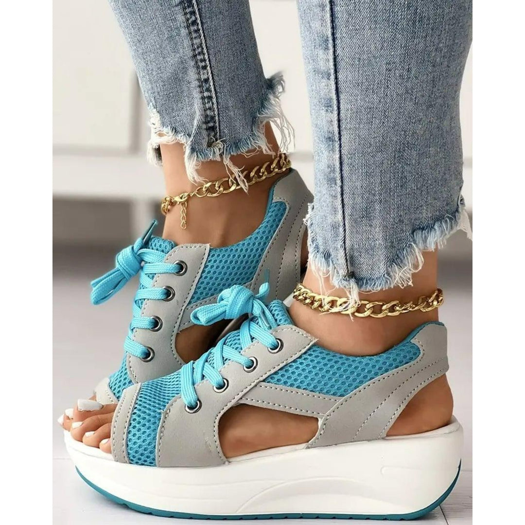 VIDA Sandalen | Trendy Offene Sneakers/Sandalen mit Schnürsenkeln und dicker Sohle für Damen