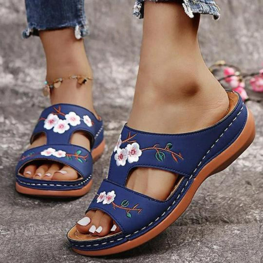 VIDA Orthopädische Retro Blumen Sandalen