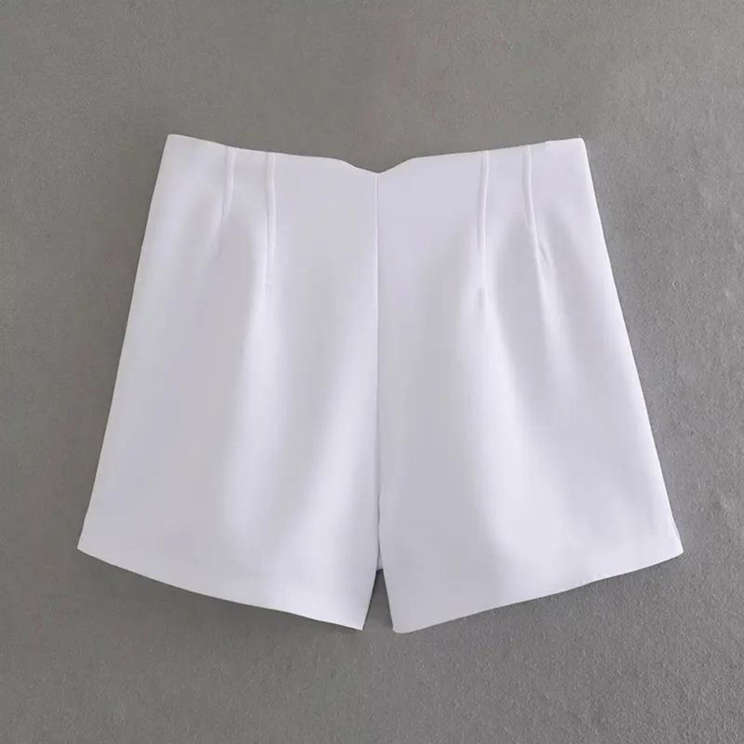 VIDA Weißer Knopf Atmungsaktive Damen Short