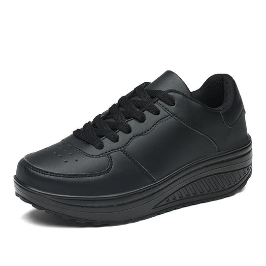 MODA Sportstil Schwarzes Leder Bequeme Orthopädische Schuhe