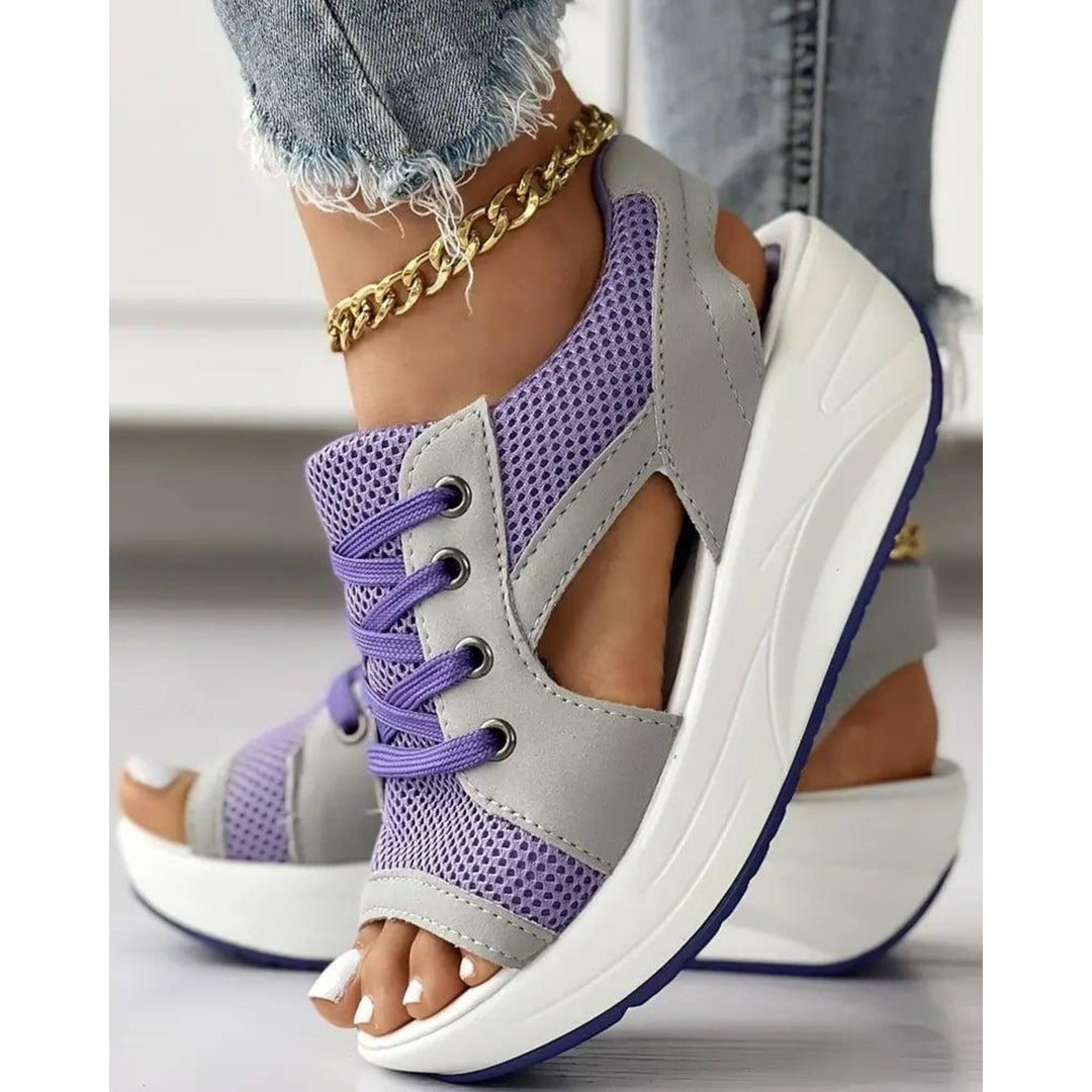 VIDA Sandalen | Trendy Offene Sneakers/Sandalen mit Schnürsenkeln und dicker Sohle für Damen