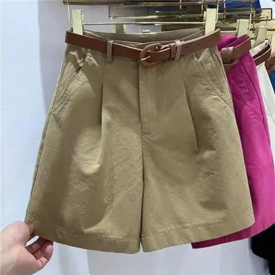 VIDA Blaue Damen Short Aus Baumwolle Mit Gürtel