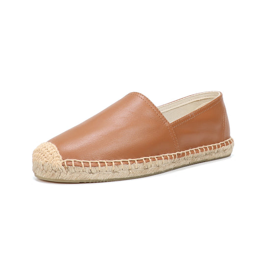 VIDA Flache Kuhleder-Damen Espadrilles im Ballettstil