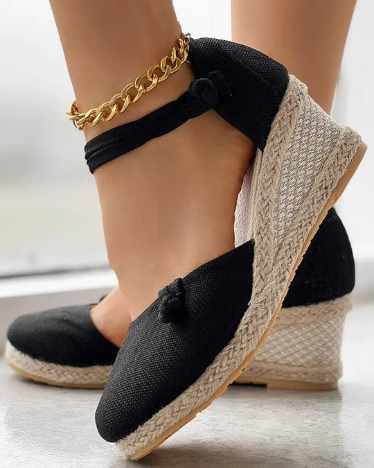 VIDA Geflochtene Knoten Damen Espadrilles mit Knöchelriemen