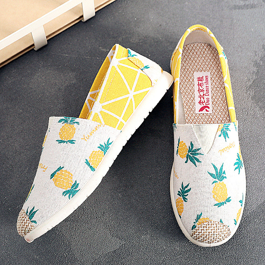 VIDA Flache Leinwand Damen Espadrilles mit Bohemian-Print