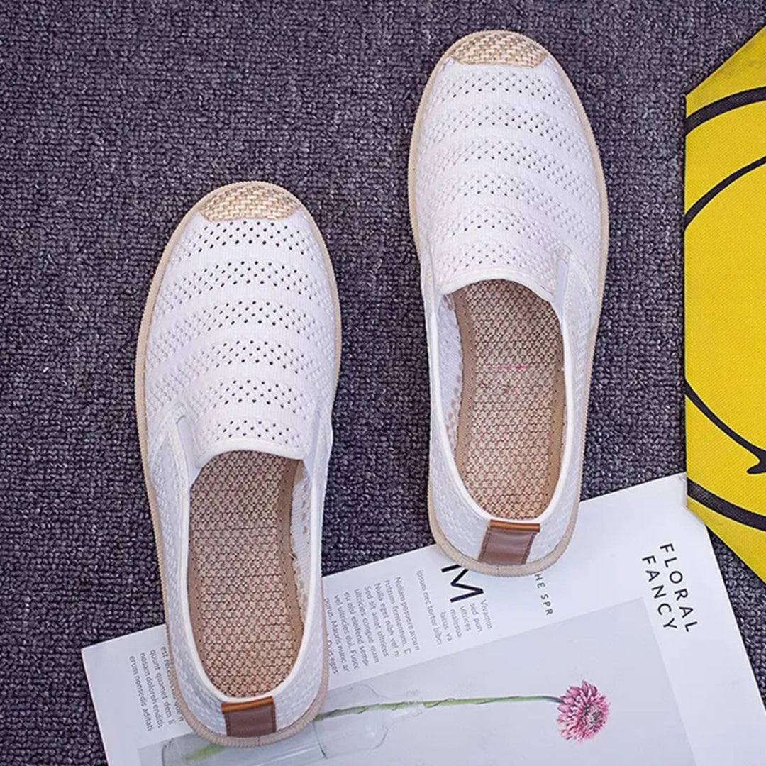 VIDA Flache Sohle Damen Espadrilles aus zerrissenem Leinwandstoff