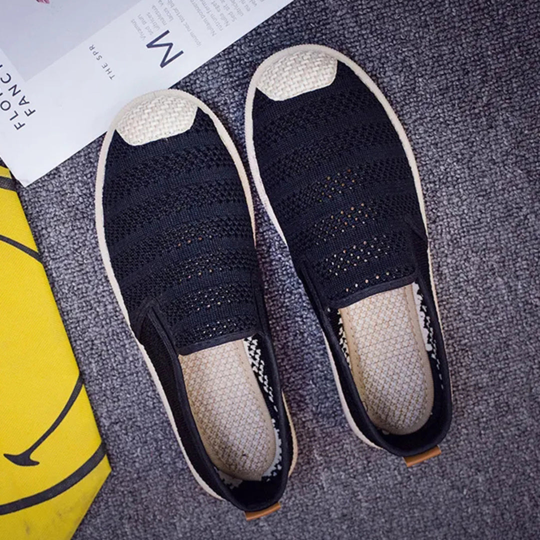 VIDA Flache Sohle Damen Espadrilles aus zerrissenem Leinwandstoff