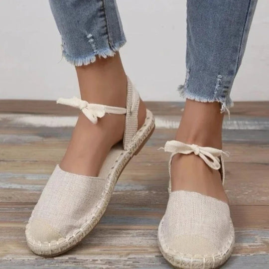 VIDA Damen Espadrilles aus Leinwandstoff mit Knöchelriemen