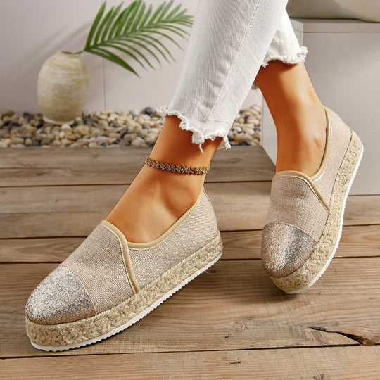 VIDA Pailletten-Patch Geflochtene Seilstoff Damen Espadrilles