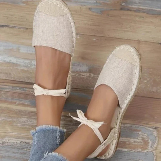 VIDA Damen Espadrilles aus Leinwandstoff mit Knöchelriemen