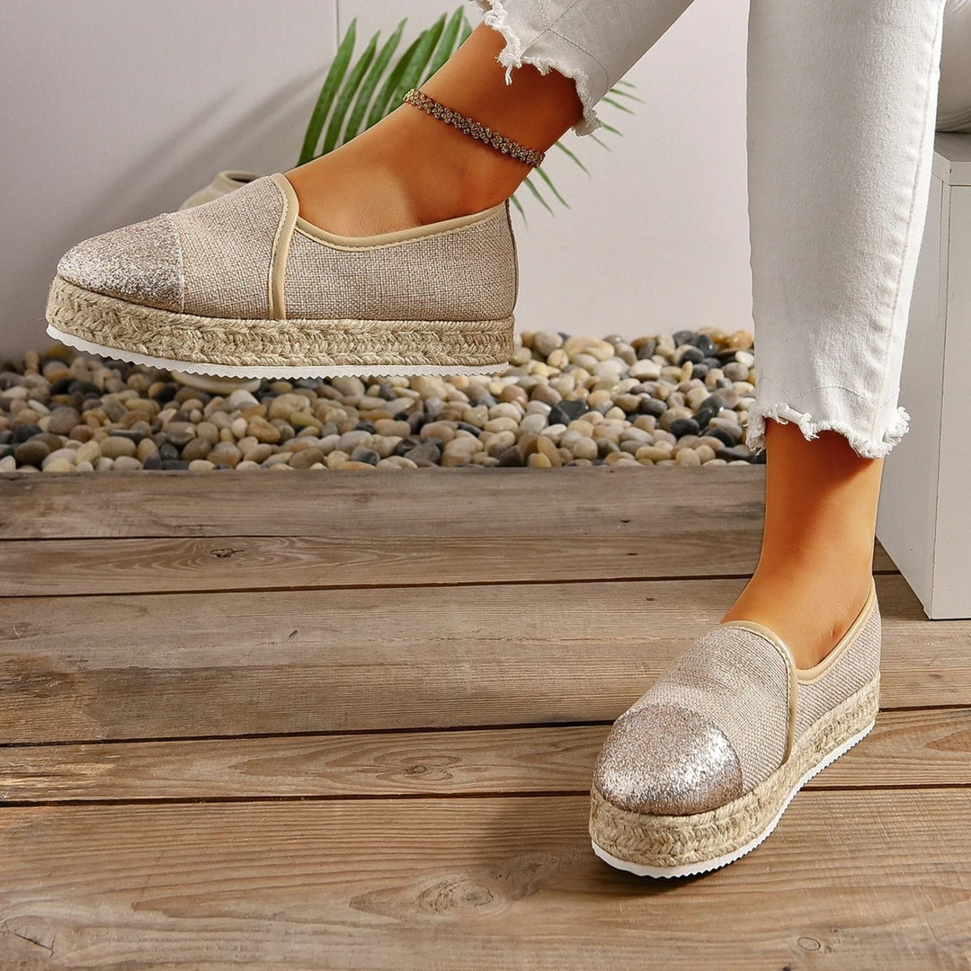 VIDA Pailletten-Patch Geflochtene Seilstoff Damen Espadrilles