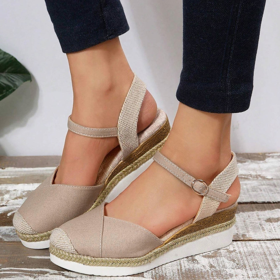 VIDA Mesh-Patch Kontrastfarbe, Knöchelriemen Damen Espadrilles